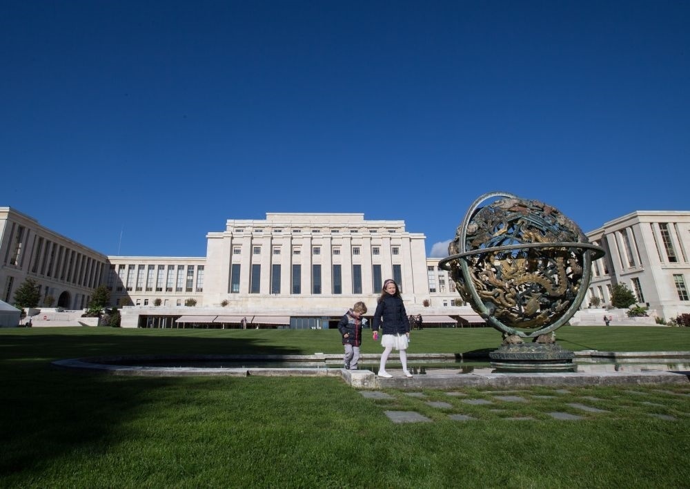 這是在瑞士日內(nèi)瓦拍攝的聯(lián)合國萬國宮外景（2017年10月7日攝）。新華社記者 徐金泉 攝