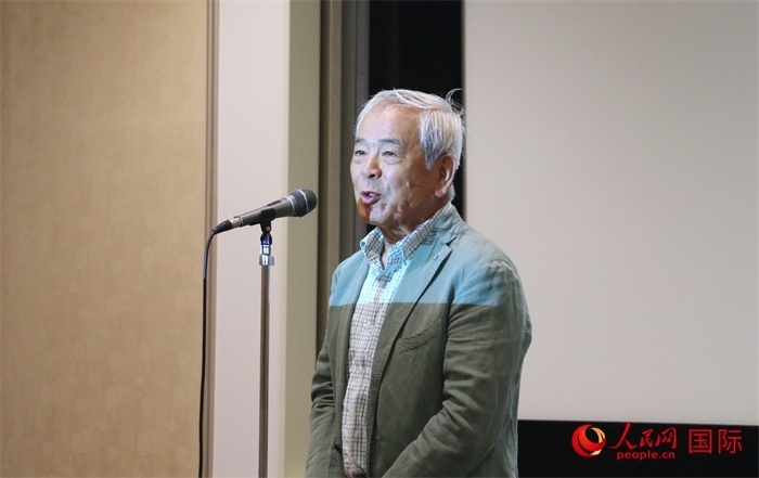 展覽名譽顧問、日本前文化廳長官青柳正規(guī)致辭。（人民網(wǎng) 許可攝）