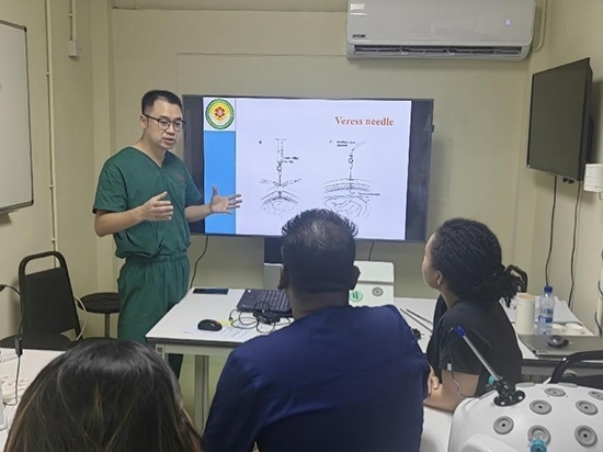 培訓(xùn)現(xiàn)場。第18期援圭亞那醫(yī)療隊供圖
