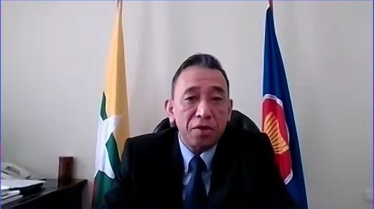 昂苗敏致辭。中國(guó)駐東盟使團(tuán)供圖