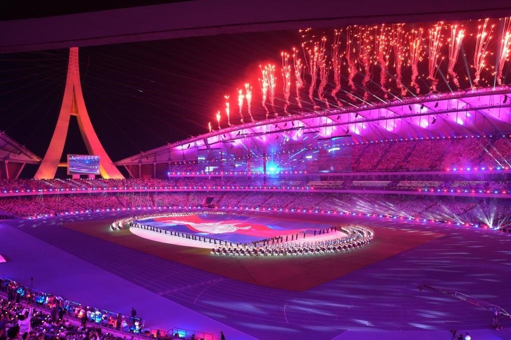 5月5日，第32屆東南亞運(yùn)動會在柬埔寨首都金邊的國家體育場開幕。