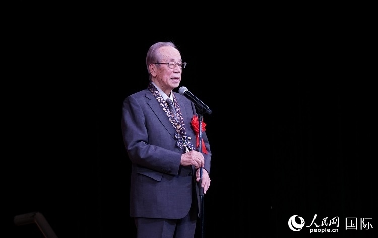 日本前首相福田康夫發(fā)表致辭。人民網(wǎng) 蔣曉辰攝