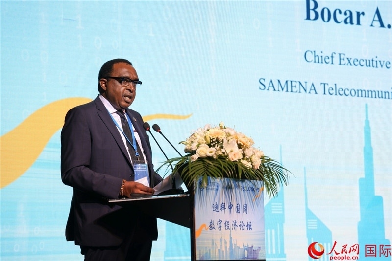 SAMENA電信協(xié)會首席執(zhí)行官博卡爾致辭。人民網(wǎng)記者任皓宇攝
