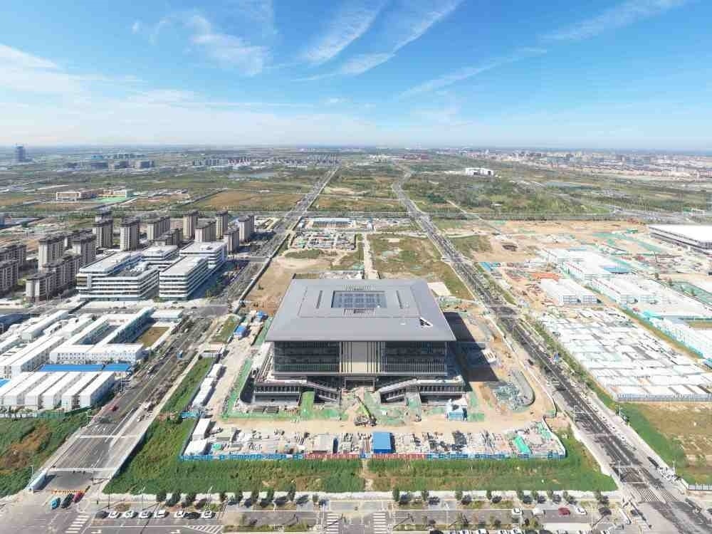 這是雄安新區(qū)大學園圖書館（2023年10月1日攝，無人機照片）。新華社記者 朱旭東 攝
