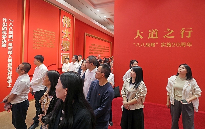 大道之行——“八八戰(zhàn)略”實(shí)施20周年大型主題展覽開(kāi)展以來(lái)，觀眾絡(luò)繹不絕。