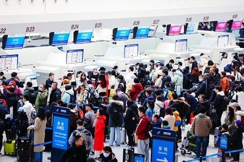 2024年春運首日，大興機場預計保障進出港旅客13.59萬人次。大興機場供圖