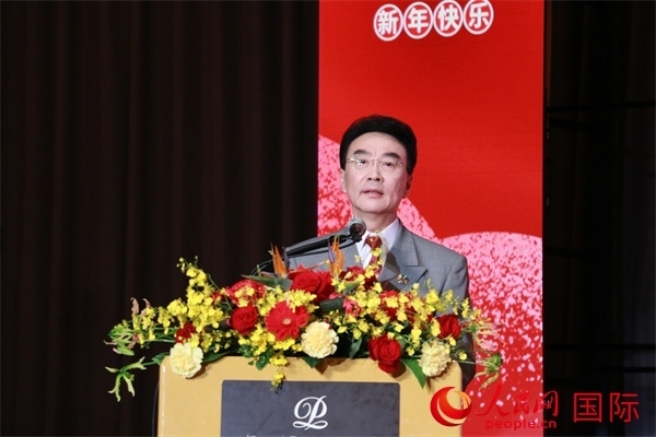 在日中國(guó)企業(yè)協(xié)會(huì)會(huì)長(zhǎng)王家馴致辭。人民網(wǎng) 許可攝