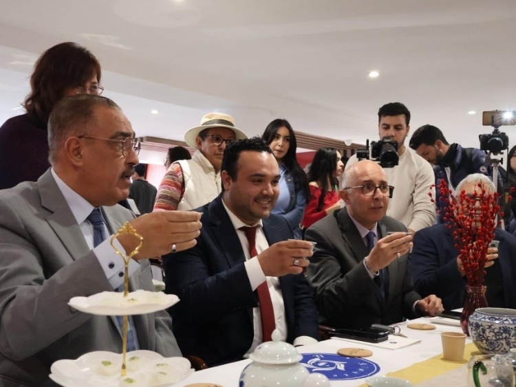 觀眾興致勃勃地體驗茶藝。陳芷珊攝