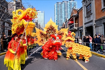 2024年2月10日，上海張園舉辦舞龍舞獅活動，為市民和游客獻上一場視覺盛宴。