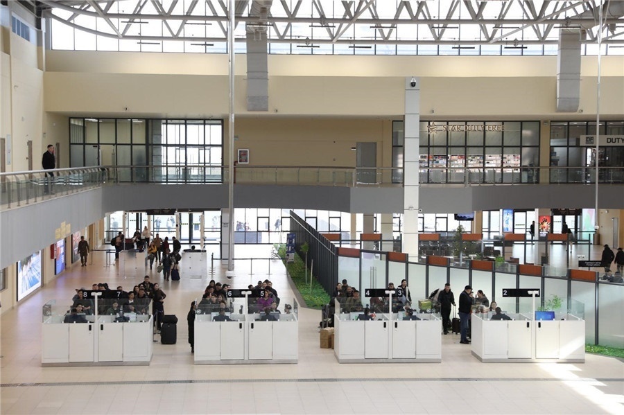 3月24日，扎門烏德口岸通關(guān)現(xiàn)場。駐蒙古使館供圖