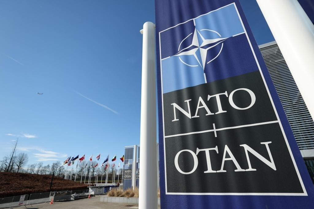 這是3月14日在比利時布魯塞爾拍攝的北約總部一角。新華社記者趙丁喆攝