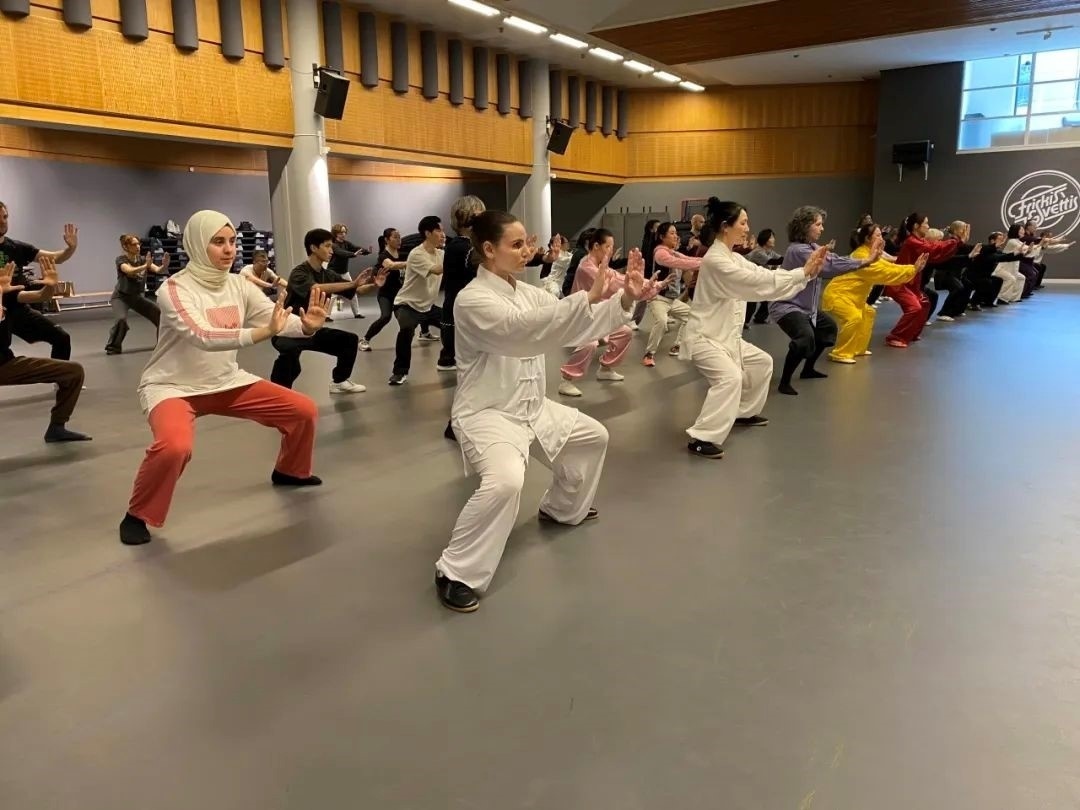 培訓(xùn)班學(xué)員學(xué)習(xí)太極拳。斯德哥爾摩中國(guó)文化中心供圖