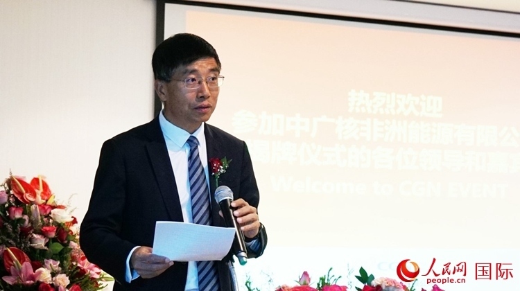 國家電網公司非洲辦事處主任汪文安致辭。人民網 劉暢攝