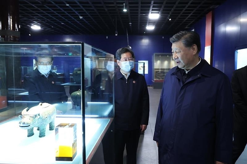 △2022年10月28日，習(xí)近平總書記在河南安陽市殷墟博物館考察。