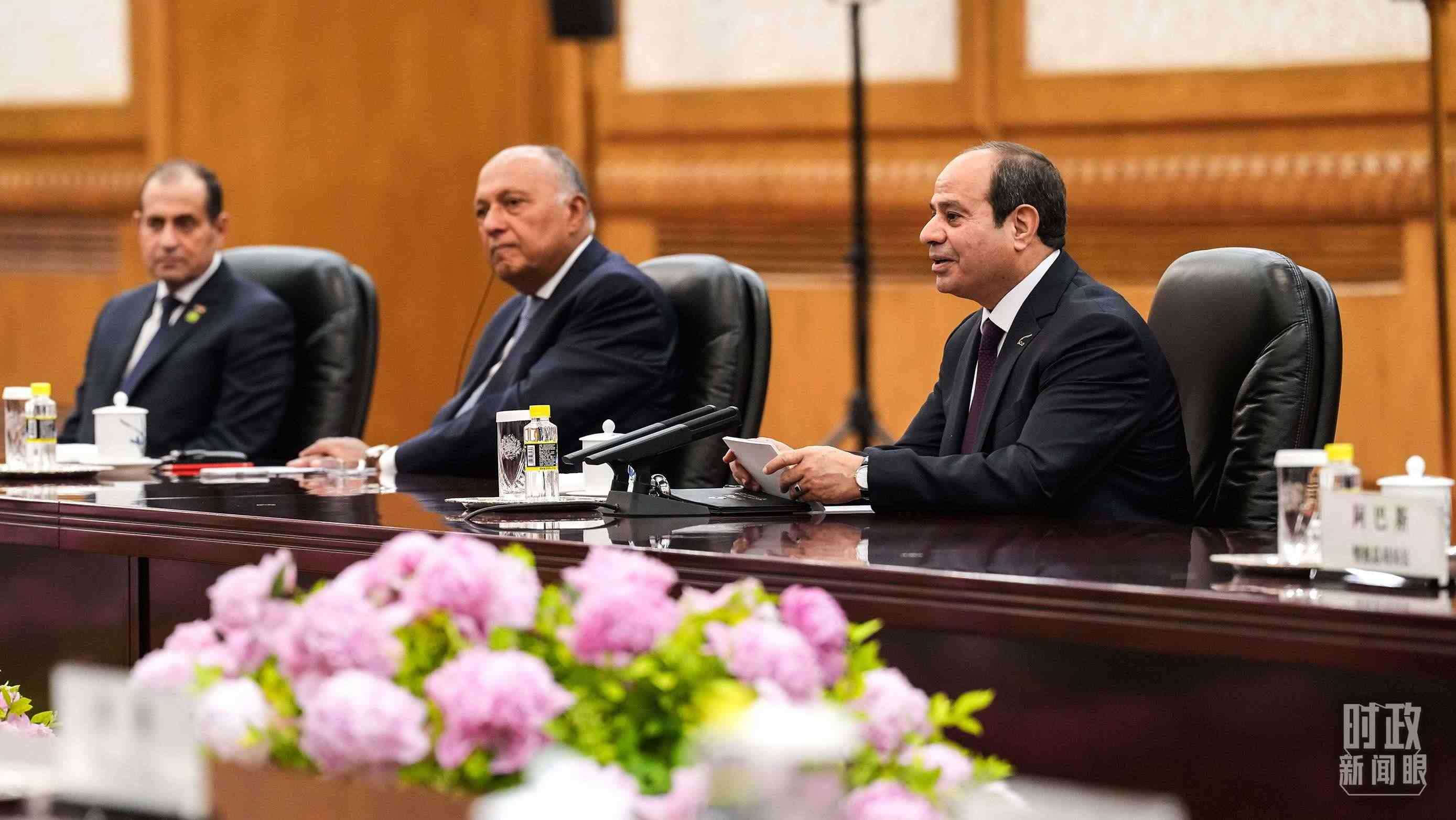△會談中的塞西總統(tǒng)。（總臺國廣記者李晉拍攝）