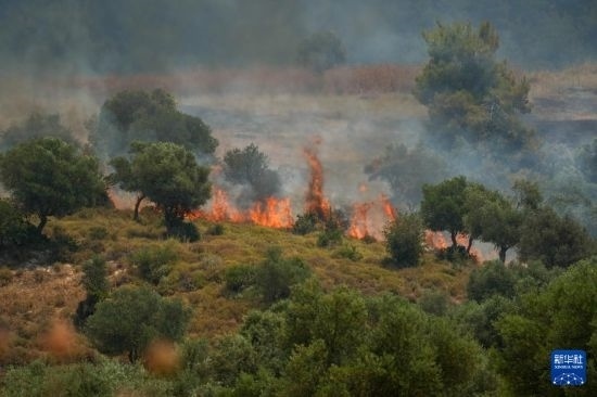 6月12日，以色列北部加利利地區(qū)遭受火箭彈襲擊后冒出滾滾濃煙。新華社發(fā)（阿亞爾·馬戈林?jǐn)z/基尼圖片社）