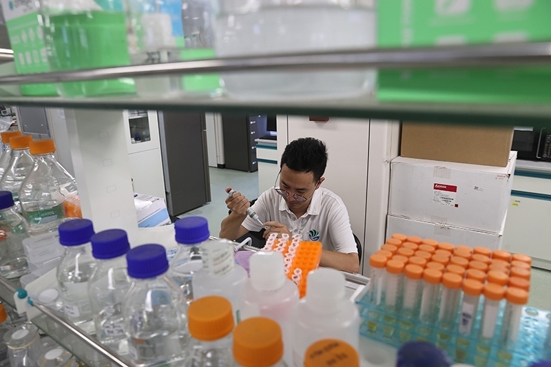 在三亞崖州灣科技城，一名青年科技工作者正在進(jìn)行科研工作。