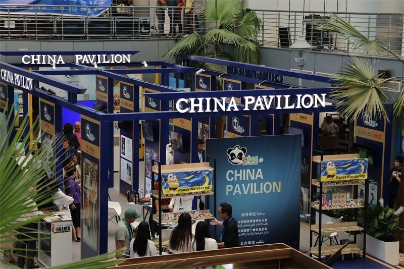 中國聯(lián)合展臺(tái)亮相阿拉伯廣播電視節(jié)。主辦方供圖