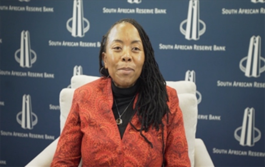 南非儲備銀行副行長、審慎監(jiān)管局首席執(zhí)行官芬迪?查齊巴納視頻發(fā)言。（中國建設(shè)銀行約翰內(nèi)斯堡分行供圖）