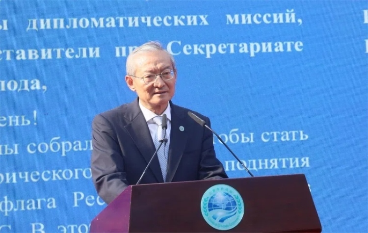 上合組織秘書(shū)長(zhǎng)張明出席活動(dòng)并致辭。主辦方供圖