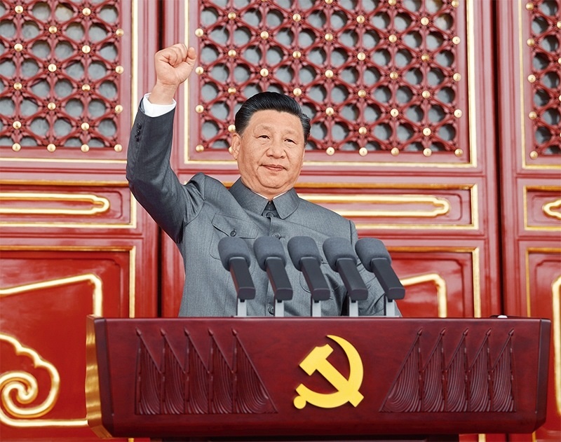 2021年7月1日，慶祝中國共產(chǎn)黨成立100周年大會在北京天安門廣場隆重舉行。中共中央總書記、國家主席、中央軍委主席習近平發(fā)表重要講話。 新華社記者 鞠鵬/攝