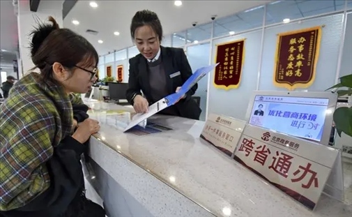 2024年3月25日，北京大興區(qū)，工作人員為群眾辦理跨省政務(wù)事宜。