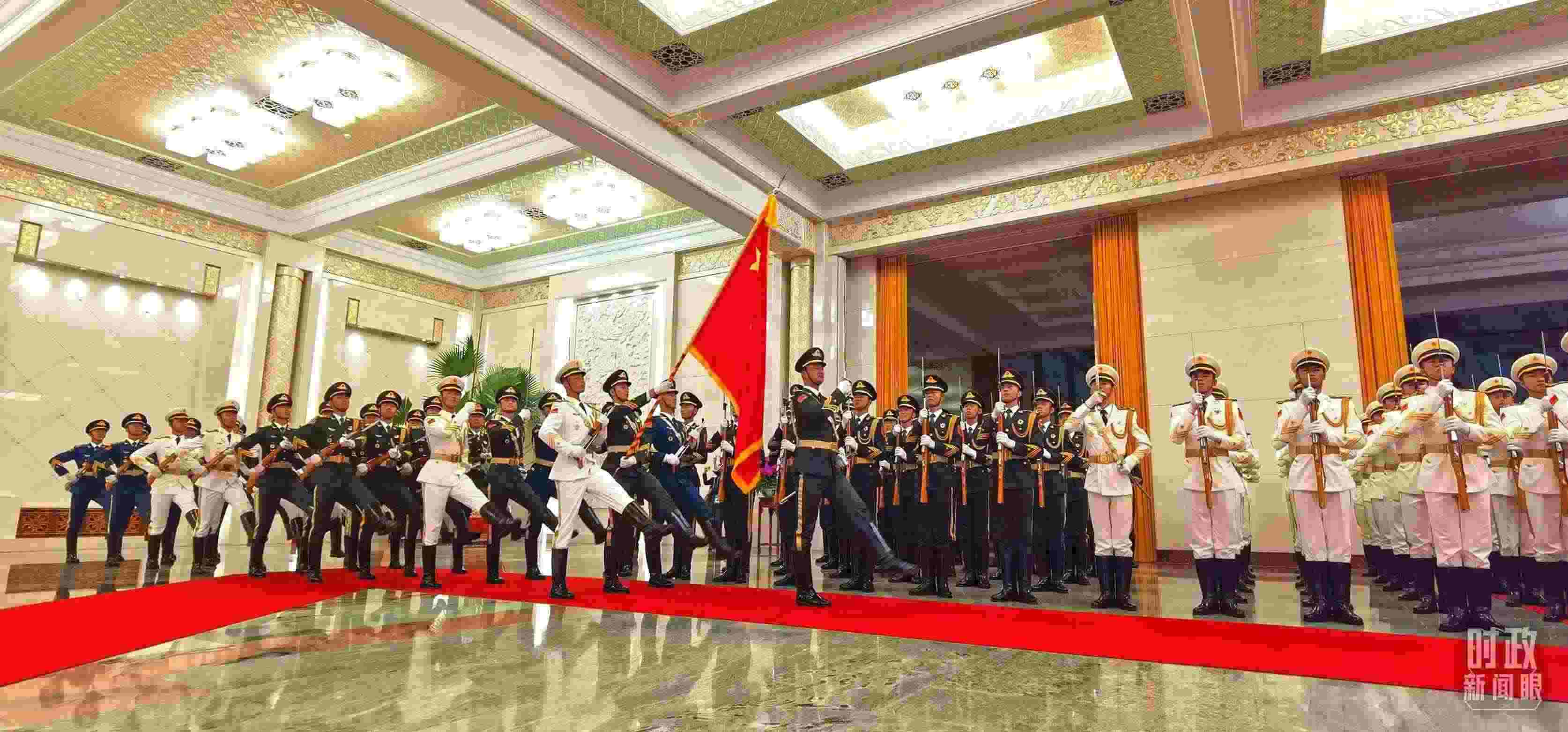 歡迎儀式上的儀仗隊(duì)。（總臺(tái)央視記者郭鴻拍攝）