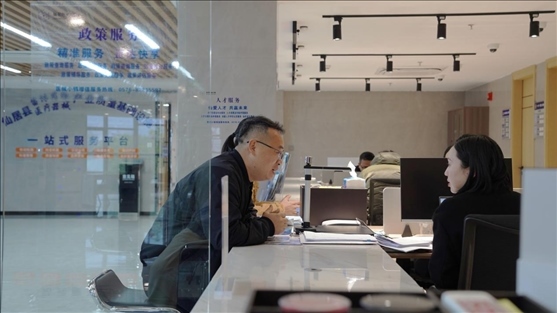 浙江省臺州市辦事群眾在政務(wù)服務(wù)中心咨詢業(yè)務(wù)辦理相關(guān)問題。圖片來源：人民網(wǎng)浙江頻道