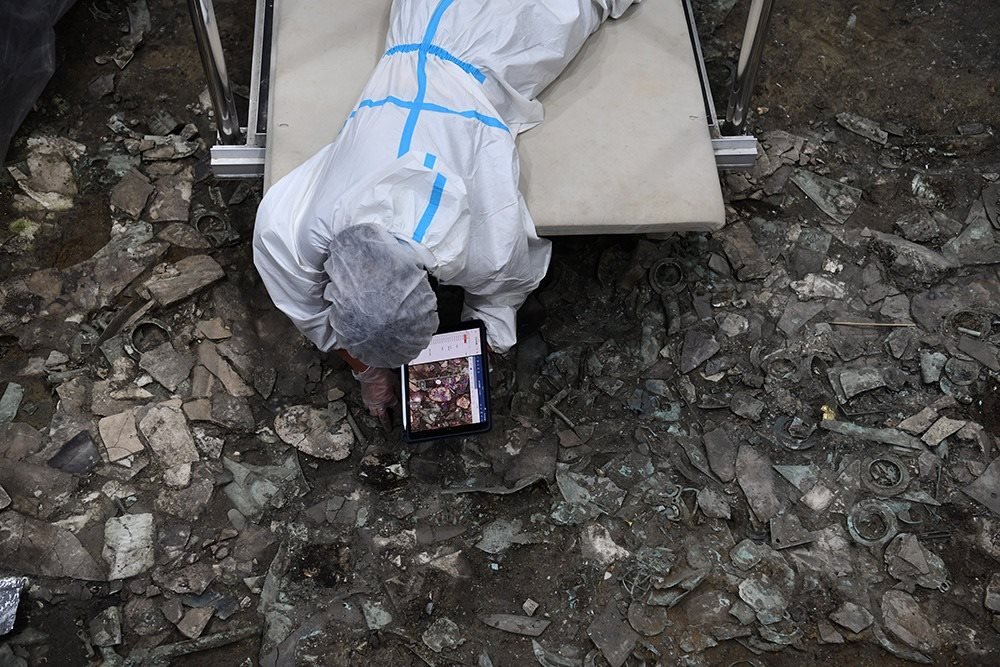 2022年6月28日，四川德陽，三星堆7號祭祀坑發(fā)掘現(xiàn)場。