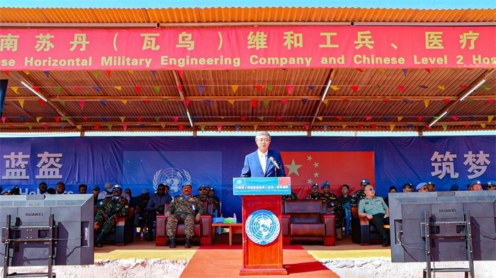 中國駐南蘇丹大使馬強(qiáng)發(fā)言。孫千攝