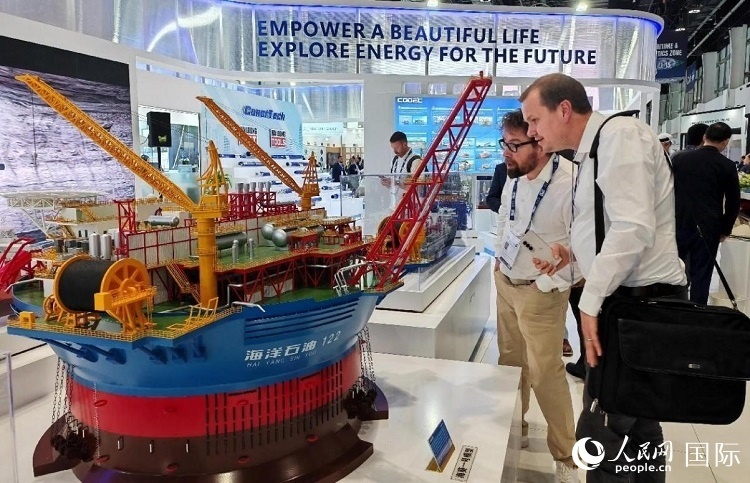 觀眾在中企展臺參觀。人民網(wǎng)記者管克江攝