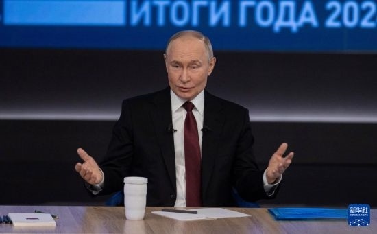 12月19日，在俄羅斯首都莫斯科，俄羅斯總統(tǒng)普京在“年度盤點”活動上講話。新華社記者 白雪騏 攝