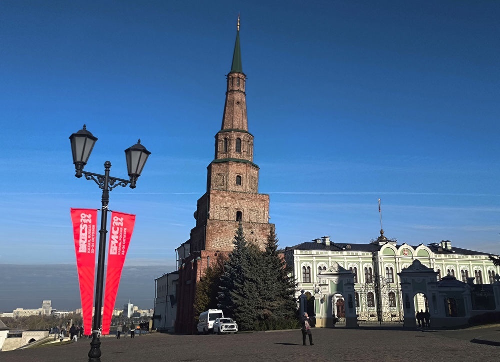 這是2024年10月20日拍攝的俄羅斯喀山克里姆林宮一景。新華社記者 丁海濤 攝