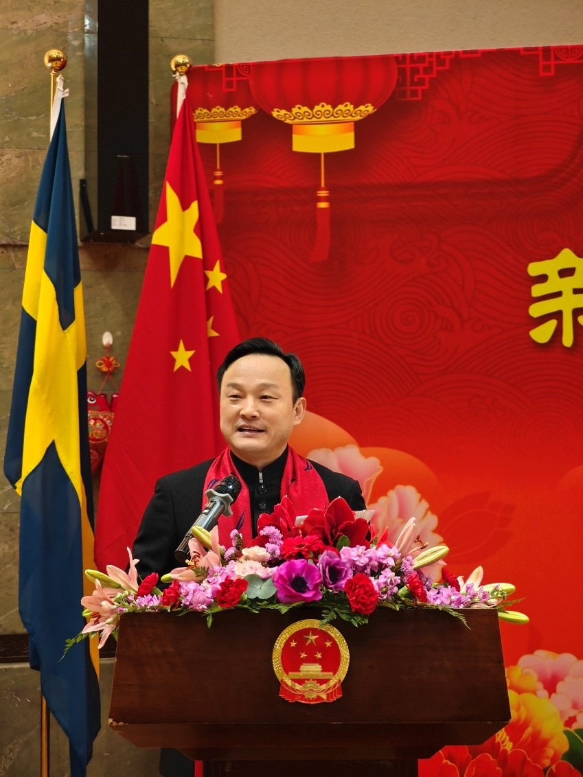 中國駐哥德堡總領(lǐng)事楊培棟致辭。中國駐哥德堡總領(lǐng)館供圖