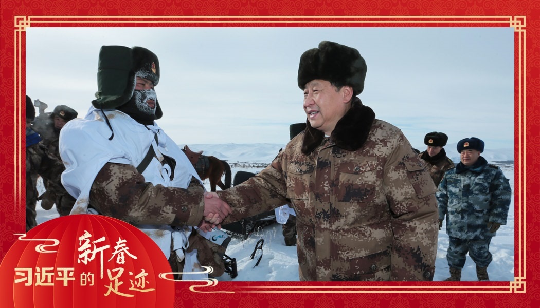 2014年1月26日，農歷新年前夕，習近平來到祖國邊疆的內蒙古阿爾山，迎風踏雪慰問在邊防線上巡邏執(zhí)勤的官兵。