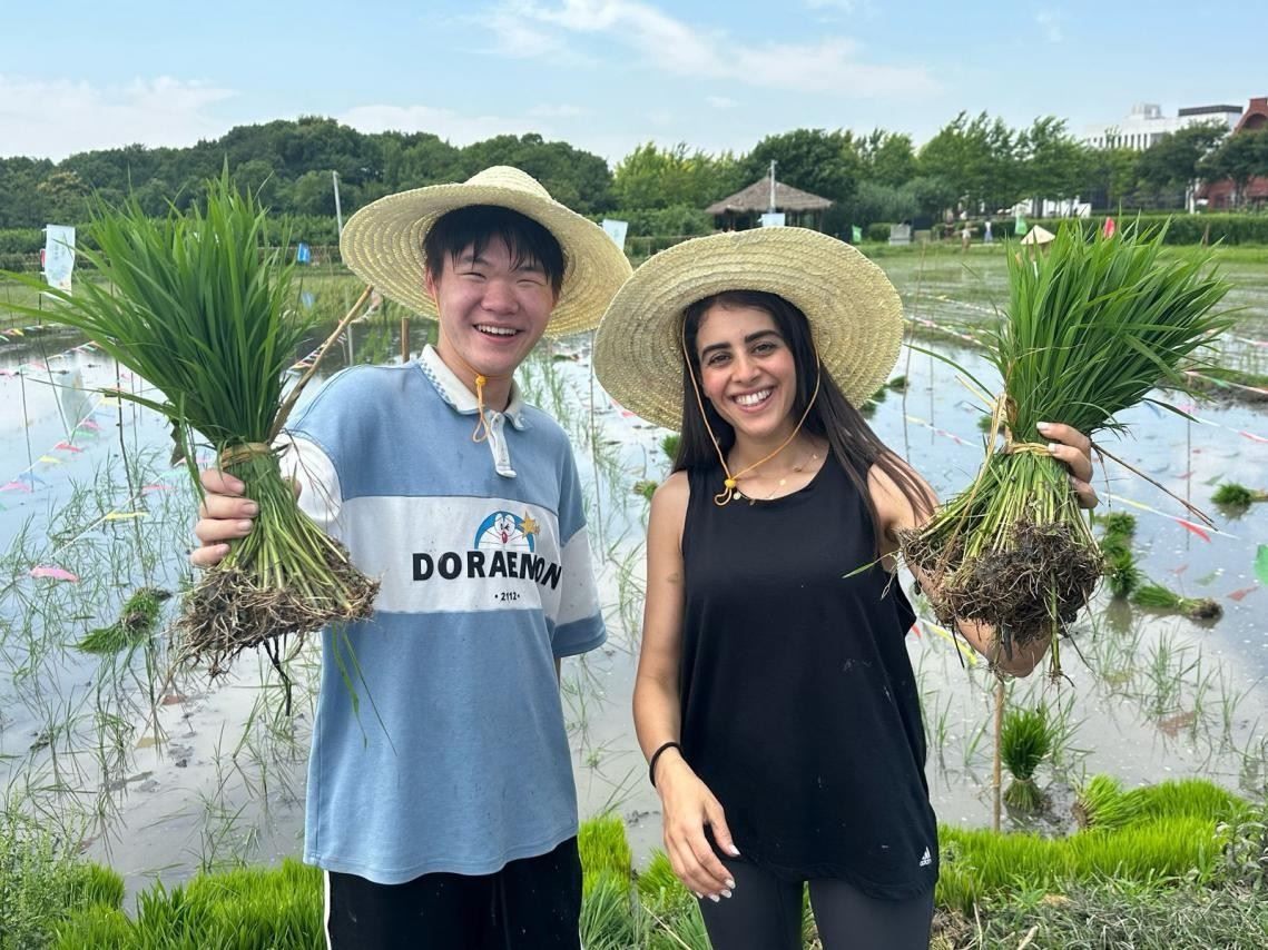 卡友琪在插秧。受訪者供圖